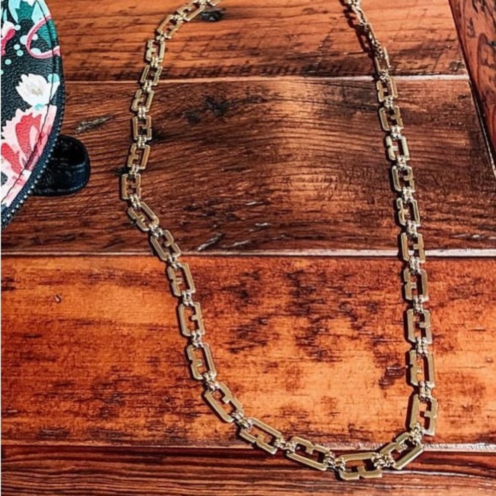 Rare Vintage GIVENCHY G Logo Link Gold Plated Necklace 24 Inches
